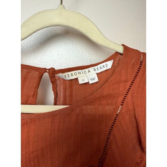 Veronica Beard Aira Ruffle Top in Rust Sz. 12 - Picture 4 of 8